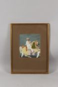 AN 18TH-19TH CENTURY INDIAN WATERCOLOUR PAINTING ON PAPER, depicting a royal figure riding a