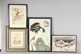 A COLLECTION OF FOUR JAPANESE PRINTS, each framed and glazed, (4).