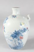 A VERY LARGE CHINESE PORCELAIN LIDDED WINE POT, painted with flora, 38cm high.