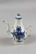 AN 18TH CENTURY CHINESE BLUE AND WHITE PORCELAIN LIDDED POURER, decorated with ornaments and