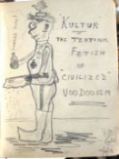 WWI era, small occasional album with sentiments, ink & watercolour artwork etc., leather bound (