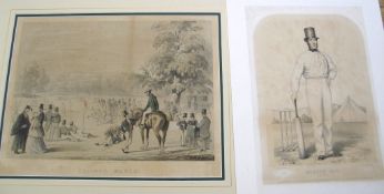 CRICKET, two 19th c. cricket prints, mounted (some damage) (2).