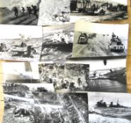 [PHOTOGRAPHS] ACTION IN WWII, a collection of 13 gelatin silver prints of action by the Army, Navy