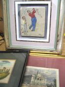 [GOLF, etc.] ink and gouache original picture entitled 