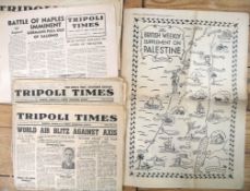 WWII, LIBYA, Group of issues of the Tripoli Times, English newspaper for allied troops, 1940s.