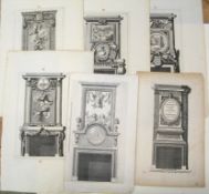 [FIREPLACES] 8 x misc. 18th/19th c. engravings (8).