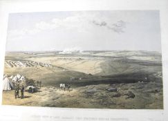 SEBASTOPOL, CRIMEA. Framed tinted lithograph of Distant View of Lord Raglan's Head Quarters', 1855.