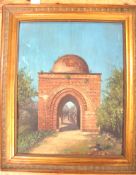 OIL PAINTING of Castello do Cuba, Palermo, Italy by M. de Marzo, early 20th century, framed.