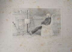 ARDLEY (Henry Edward), caricaturist, 2 copies of an unidentified fireside portrait [possibly