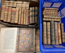 LEATHER BINDINGS, misc. 18th & 19th c., incl. a French volume repurposed as a book box. (Q).