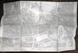 MAP, LONDON. Large folding map of Canary Wharf, docklands, etc circa 1916.