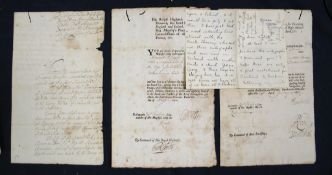 QUEEN ANNE'S NAVY / PRINCE GEORGE OF DENMARK. 3 documents i) part printed commission, filled out