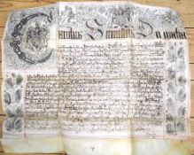 [CHARLES II court ruling], vellum document 21.5 x 25.5 inches, part printed with additional ink
