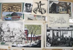 KATHLEEN WHITE, coll'n of original artwork, woodcuts etc. (Q).