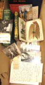 A box of miscellaneous - military, free masonry, and a collection of ephemera, postcards etc.