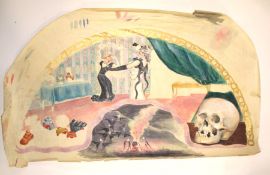 Original watercolour, fan or theatre design (unframed).