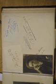 AUTOGRAPH ALBUM, oblong 4to half leather, actors, artists, authors, musicians, soldiers, etc.,