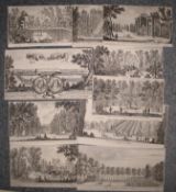 [GARDENS] approx. 70 French engravings, 9.5 x 13 inches et infra, 17th/18th c. after Perelle, Israel