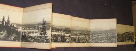 PHOTOGRAPHY, large folding concertina panorama of Portland, Oregon, in 14 sections, red blind-