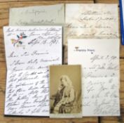 BURDETT-COUTTS, Baroness. Four ALS from Coutts (richest woman in UK), dated 1881-1901, with a
