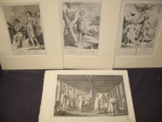 [PRINTS / DANCE etc.] Tahitian scene by Bartolozzo after Cipriani; & 3 mounted prints after Zalta (