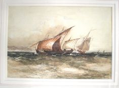 ARABIA, PERSIAN GULF. 19th century watercolour of Arab dhows at sail by Capt. J. Johnson Willes, R.