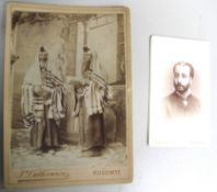 JEWISH PORTRAITS. A cabinet card of 2 elderly men at prayer (Kolomyia, Ukraine, circa 1890s) & a