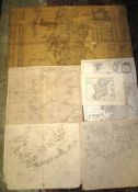 [MAPS] 3 maps of Ireland, 2 maps of Scotland (1 varnished, backed on board, a/f) and 1 of France (