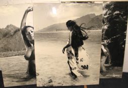 [TAHITI / PHOTOGRAPHS] 3 x board mounted b/w photographs by Adolphe SYLVAIN (1920-1991), approx.