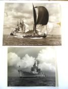 BEKEN OF COWES, two photographs, 'St Barbara and Class passing H.M.S. Vanguard' and 'H.M.S.