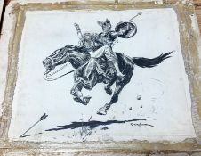 CUNINGHAM (Oswald) 3 x historical and genre scenes, ink on paper pasted to backing boards (not