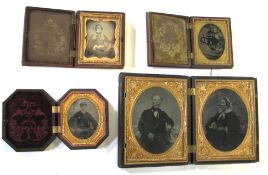CASED IMAGES, a double ambrotype, quarter plate and two ninth plate ambrotypes, together with a