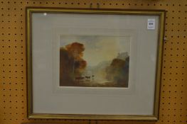 Longbottom, cattle watering by a river, watercolour and another by the same artist depicting a