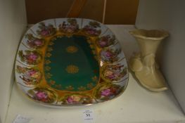 Continental porcelain dish and a Beswick vase.