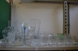 A quantity of glassware to include jugs, vases etc.