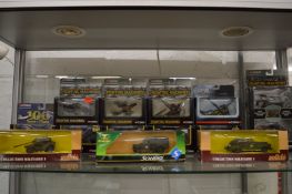 Quantity of Corgi military aeroplanes, helicopters and vehicles, all boxed.