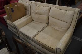 Two seater settee and matching armchair.