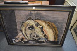 Attributed to Chema Cobo, large study of an animal head, watercolour on collage.
