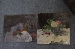 George Weissbort, still life of flowers in a vase, oil on board, unframed and another similar.
