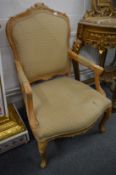 A good pair of French style carved beech fauteuil.
