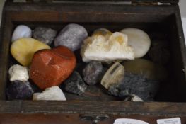 A box containing specimen crystals etc.