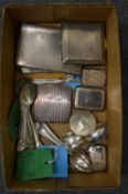Silver cigarette cases, vesta cases and other items of silver.