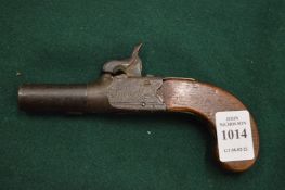A pocket percussion pistol, the lock signed Pipe, Manchester.