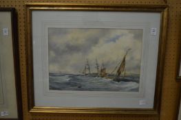 Clive Pryke, fishing boats in a choppy sea, watercolour and another similar, a pair.