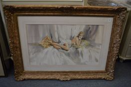 Gordon King, reclining semi female nude, watercolour, signed.