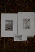 Barbara Cavasin-Carniel, scene of Venice, watercolour, unframed and another item.