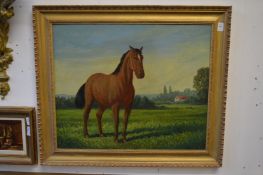 A chestnut hunter in a landscape, oil on canvas.