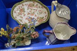 Decorative Chinese hard stone group and other items.