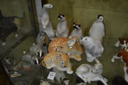 A collection of Russian porcelain animals.