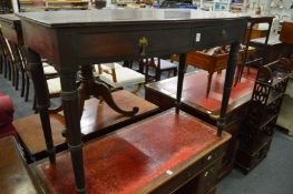 A mahogany bow fronted two drawer side table.